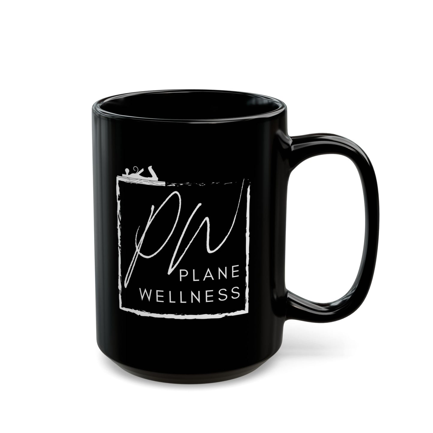 Plane Wellness Square Logo Black Mug (11oz, 15oz)
