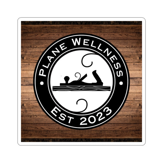Plane Wellness Sticker w/ Wood Background