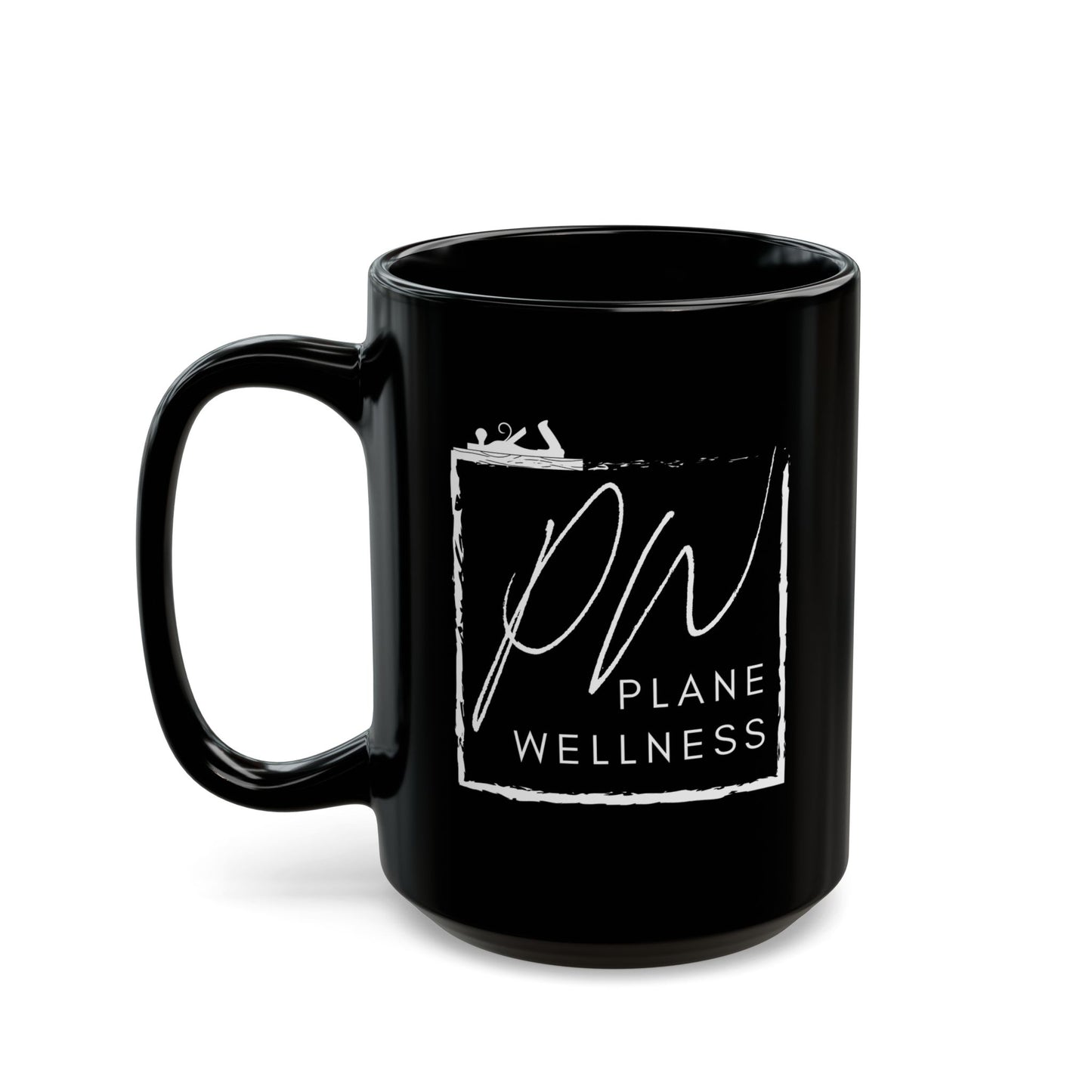 Plane Wellness Square Logo Black Mug (11oz, 15oz)