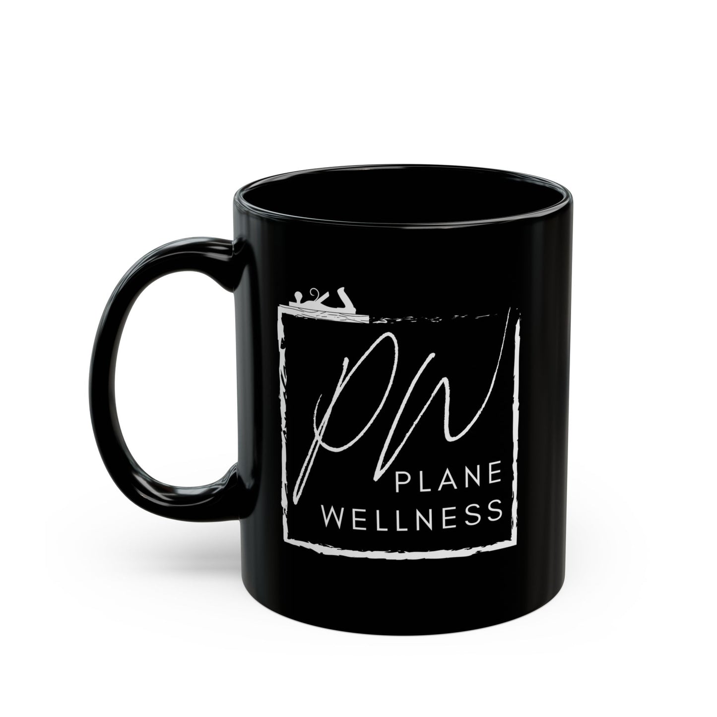 Plane Wellness Square Logo Black Mug (11oz, 15oz)