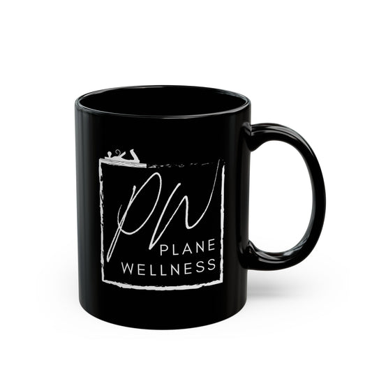 Plane Wellness Square Logo Black Mug (11oz, 15oz)