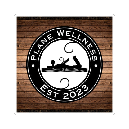 Plane Wellness Sticker w/ Wood Background