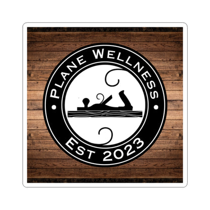 Plane Wellness Sticker w/ Wood Background